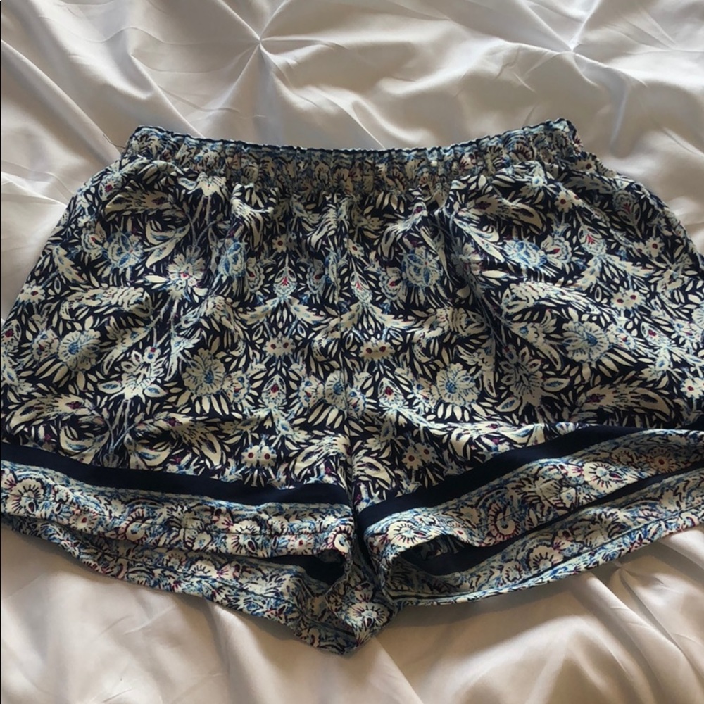 Blue and white chiffon shorts